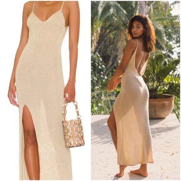 Flook the Label Crochet Knit Dress Swim Cover-up size L Boho Resort Tropical